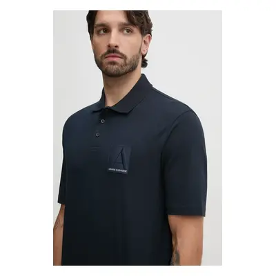 Polo tričko Armani Exchange tmavomodrá barva, s aplikací, 6DZFJA ZJXHZ