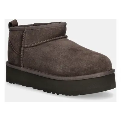 Dětské semišové sněhule UGG CLASSIC ULTRA MINI PLATFORM černá barva, 1157791K