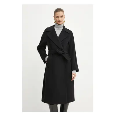 Vlněný kabát Weekend Max Mara černá barva, přechodný, oversize, 2425016092600