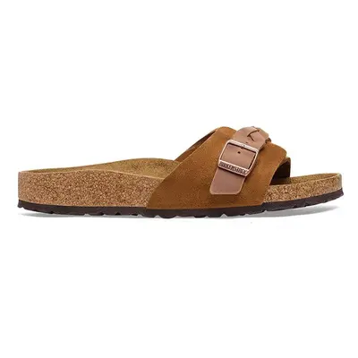 Semišové pantofle Birkenstock Oita Braided dámské, hnědá barva, 1026742