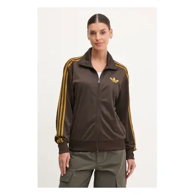 Mikina adidas Originals Firebird dámská, hnědá barva, s aplikací, JP2297