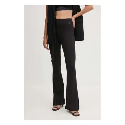 Kalhoty Calvin Klein Jeans dámské, černá barva, zvony, high waist, J20J224271