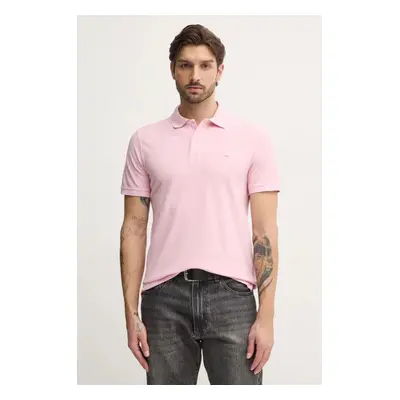 Bavlněné polo tričko United Colors of Benetton růžová barva, 3089J3179