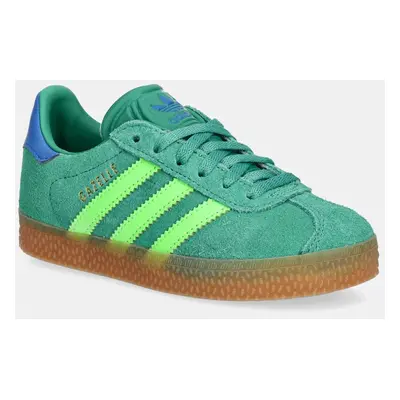 Dětské semišové sneakers boty adidas Originals GAZELLE zelená barva, JP7132