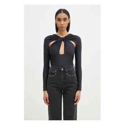 Body Coperni Twisted Cut-Out Jersey Bodysuit dámské, černá barva, COPJS19545C