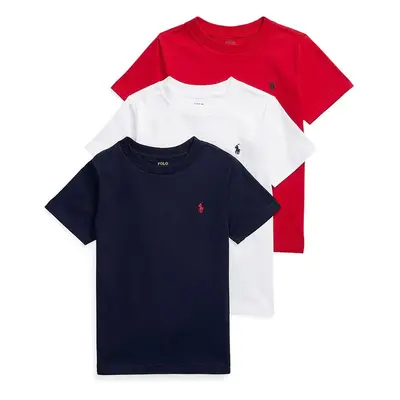 Dětské bavlněné tričko Polo Ralph Lauren 3-pack červená barva, 322884456001