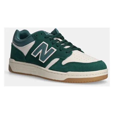 Kožené sneakers boty New Balance 480 zelená barva, BB480LPA