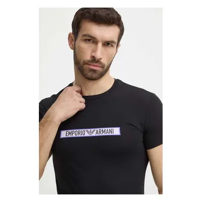 Bavlněné společenské tričko Emporio Armani Underwear černá barva, s potiskem, 111035 4R517