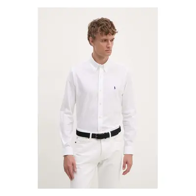 Košile Polo Ralph Lauren pánská, bílá barva, regular, s límečkem button-down, 710928255