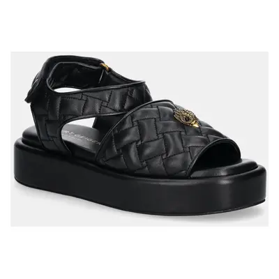 Kožené sandály Kurt Geiger London Onyx Flatform dámské, černá barva, na platformě, 3940600109