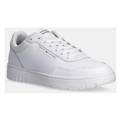 Sneakers boty Tommy Hilfiger TH BASKET CORE LTH PINPERF bílá barva, FM0FM05466