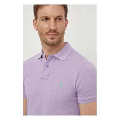 Bavlněné polo tričko Ralph Lauren fialová barva, 710536856