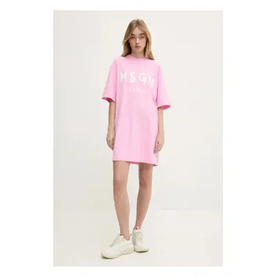 Bavlněné šaty MSGM růžová barva, mini, oversize