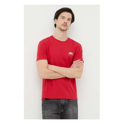 Bavlněné tričko Alpha Industries červená barva, s potiskem, 188505.328-SpeedRed