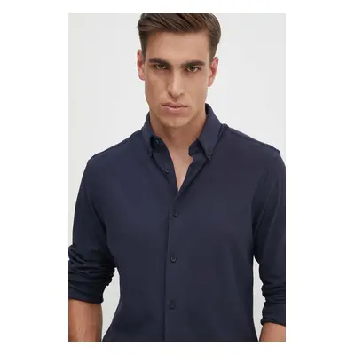 Bavlněná košile Calvin Klein tmavomodrá barva, regular, s límečkem button-down, K10K113311