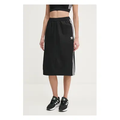 Sukně adidas Originals Adicolor Classic 3S Skirt černá barva, midi, pouzdrová, IW8461