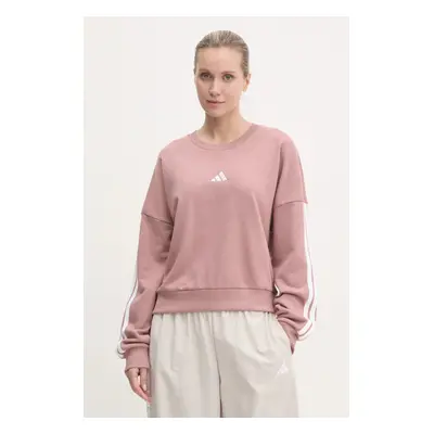 Mikina adidas Essentials dámská, růžová barva, s aplikací, JD5288