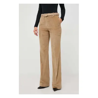 Manšestrové kalhoty MICHAEL Michael Kors béžová barva, high waist