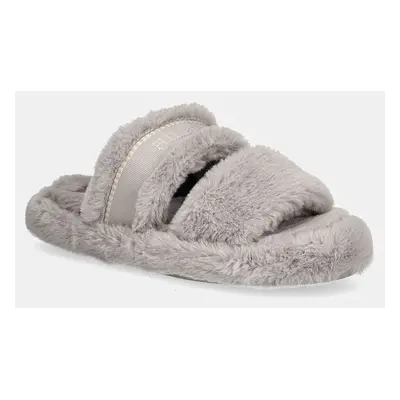 Pantofle Tommy Hilfiger HILFIGER FUR BASICS SLIPPER šedá barva, FW0FW08343