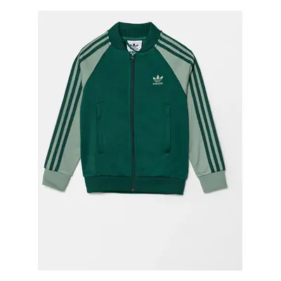 Dětská mikina adidas Originals zelená barva, vzorovaná, JD1611