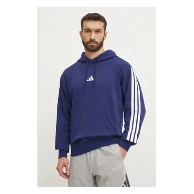 Mikina adidas Essentials pánská, tmavomodrá barva, s kapucí, s aplikací, JD1872