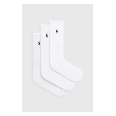 Ponožky Polo Ralph Lauren 3-pack pánské, bílá barva, 449655211