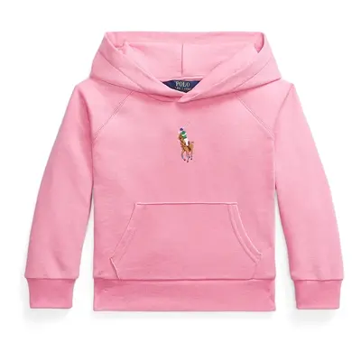 Dětská mikina Polo Ralph Lauren růžová barva, s kapucí, hladká, 312965121001