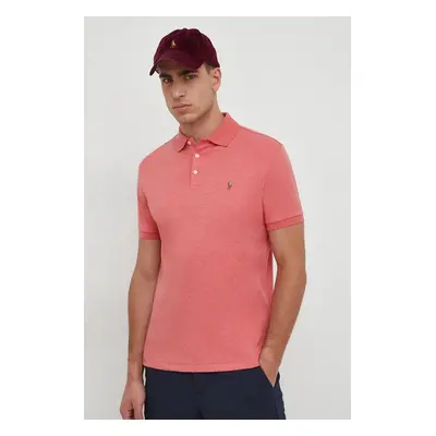 Bavlněné polo tričko Ralph Lauren růžová barva, 710704319