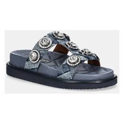 Pantofle Kurt Geiger London Orson Crystal Sandal dámské, modrá barva, na platformě, 9107188669