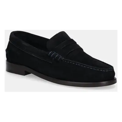 Semišové mokasíny Tommy Hilfiger CLASSIC HILFIGER SUEDE LOAFER pánské, tmavomodrá barva, FM0FM05