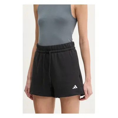 Kraťasy adidas Essentials dámské, černá barva, hladké, high waist, JC5925