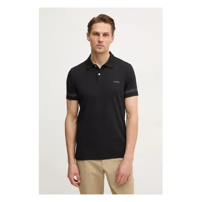 Polo tričko Guess NOLAN černá barva, s potiskem, M5RP66 J1314