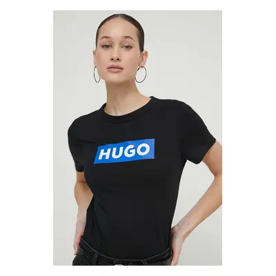 Bavlněné tričko Hugo Blue černá barva, 50510772