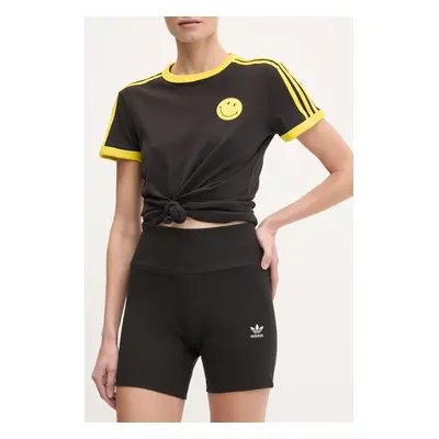 Kraťasy adidas Originals Essential dámské, černá barva, hladké, high waist, JD1548