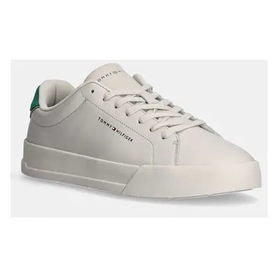 Kožené sneakers boty Tommy Hilfiger TH COURT LTH DETAIL ESS béžová barva, FM0FM05367