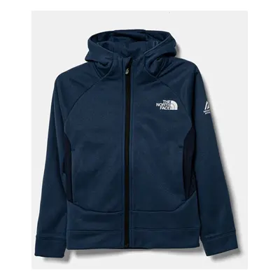 Dětská mikina The North Face MOUNTAIN ATHLETICS FULL ZIP HOODIE modrá barva, s kapucí, hladká, N