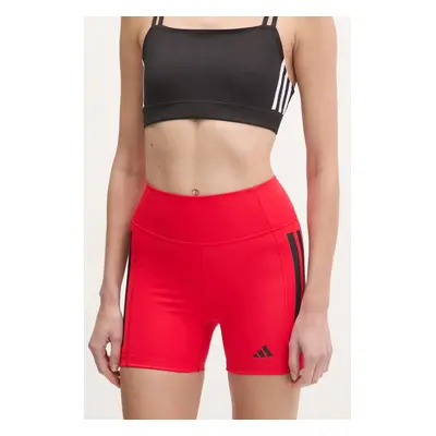 Tréninkové šortky adidas Performance Optime červená barva, s potiskem, high waist, JN4583