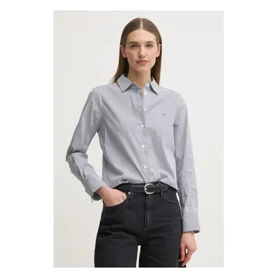 Košile Tommy Hilfiger dámská, šedá barva, regular, s klasickým límcem, WW0WW44084