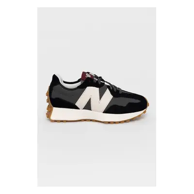 Semišové boty New Balance WS327KC černá barva, na plochém podpatku, WS327KC-001