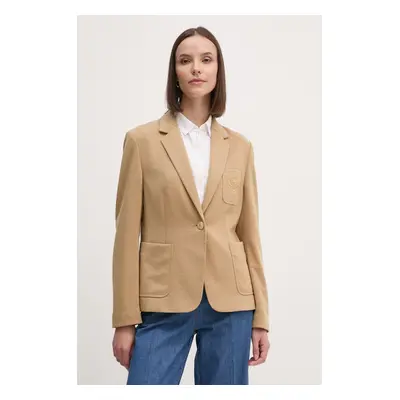 Blazer s příměsí vlny Tommy Hilfiger béžová barva, WW0WW42997