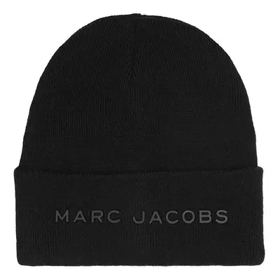 Dětská čepice s příměsí vlny Marc Jacobs černá barva, z husté pleteniny, W60346