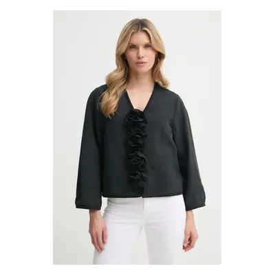 Hedvábné tričko By Malene Birger MINEAS černá barva, regular, 102436