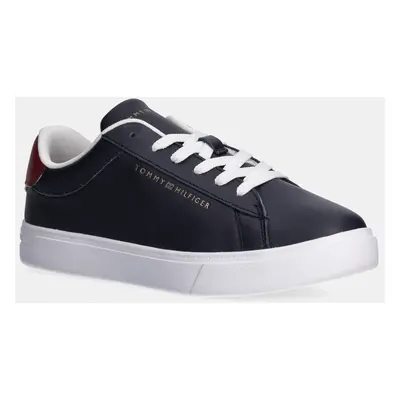 Kožené sneakers boty Tommy Hilfiger ESSENTIAL COURT SNEAKER tmavomodrá barva, FW0FW08320