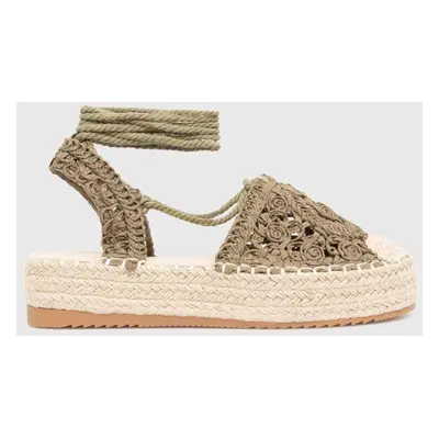 Espadrilky Answear Lab dámské, zelená barva, na platformě