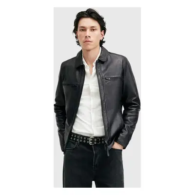 Kožená bunda AllSaints LUCK JACKET pánská, černá barva, přechodná, M069LB