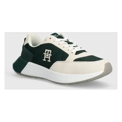 Sneakers boty Tommy Hilfiger CLASSIC ELEVATED RUNNER MIX zelená barva, FM0FM04940