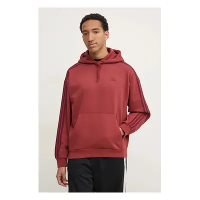 Mikina adidas Originals BAGGY HOODIE pánská, červená barva, s kapucí, s aplikací, JP1072