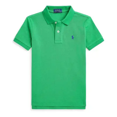 Dětská bavlněná polokošile Polo Ralph Lauren zelená barva, 322703632183