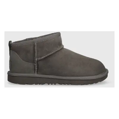 Dětské semišové sněhule UGG KIDS CLASSIC ULTRA MINI šedá barva