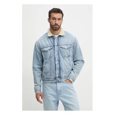 Džínová bunda Calvin Klein Jeans pánská, modrá barva, přechodná, J30J326839